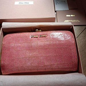 Miu Miu Pink embossed leather Wallet
